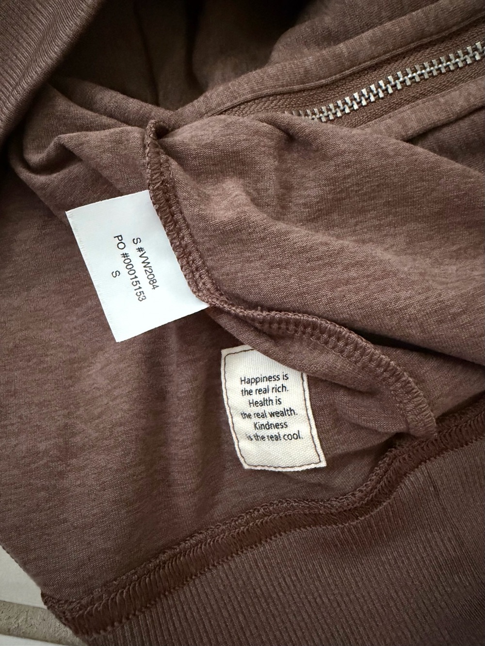 Vuori Halo Mini Women's Brown Zip Hoodie - Picture 3 of 6